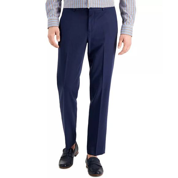 Perry Ellis Men's Solid Navy Modern-Fit Stretch Classic Dress Pants Size 29x30 - Picture 1 of 5
